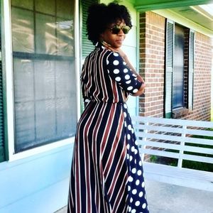 Striped Polka Dot Maxi Dress